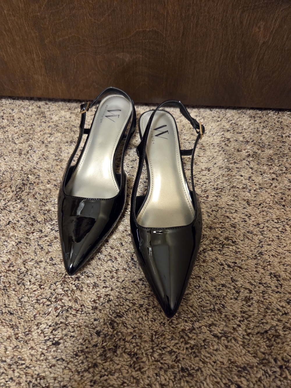 Worthington Black Patent Slingback Pointed Toe Flats